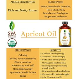 SVA ORGANICS Apricot Oil 4 Oz, Faint Nutty aroma