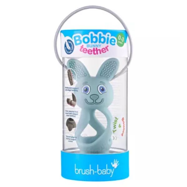 Bobbie Bunny Baby Teether Toy Eucalyptus Green | Twist & Bounce Teething Toy