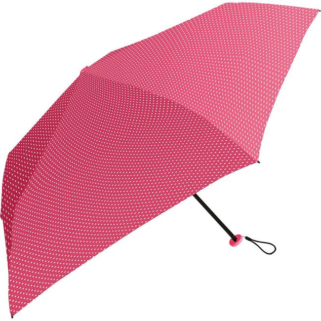 Amane Air Pindot Folding Umbrella, 19.7 inches (50 cm), Hand Opening, For Both Rain and Shine, Windproof Ribs, Durable, Large, Lightweight, UV Protection, Rose