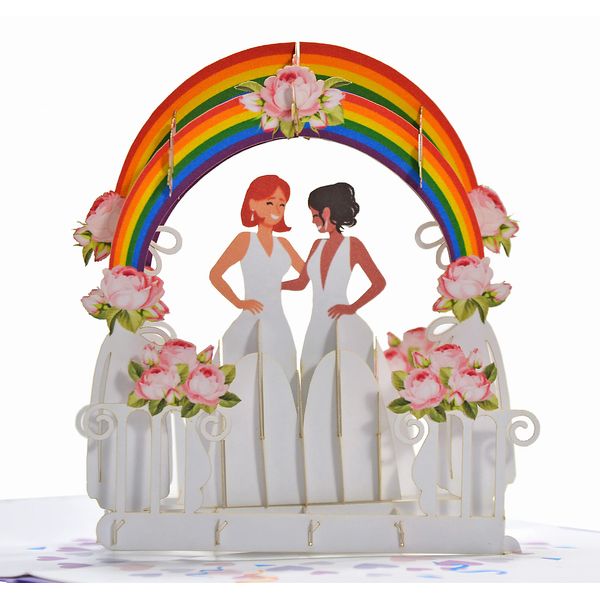 CUTPOPUP Lesbian Wedding LGBT Couple Pop Up Card LGBT Wedding Card, Anniversary Card Pop Up, LGBT Couple Wedding Pop Up Card, LGBT Birthday Card 3D UK