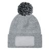 Beechfield Snowstar Patch Beanie - Ribbed Cuff - Heather Grey/Black