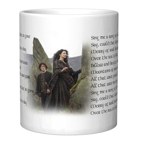 CJ Artisans Outlander Skye Boat Theme Song Lyrics Coffee Mug with Jamie and Claire