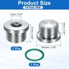 sourcing map M26x1.5 Inner Hex Head Pipe Fitting Plug, Universal 304 Stainless Steel Thread Socket Plug with Green O-Ring for Terminate Pipe Ends or Replacement Drains