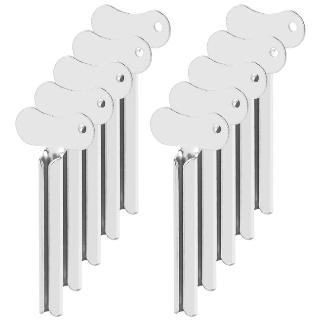 Framendino, 10 Pack Stainless Steel Tube Squeezer Toothpaste Squeezer Keys Dispenser Roller for Toothpaste Cosmetic Silver