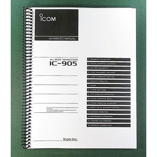 Icom IC-905 Advanced Manual: 215 pages Full Color & Protective Covers!