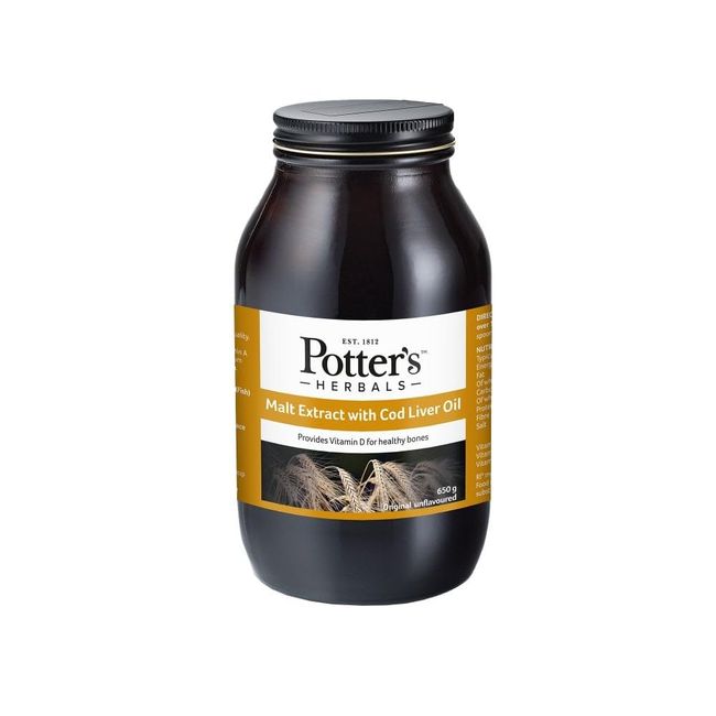 Potter's Malt with Cod Liver Oil | 650 g Bottle | Nature's natural sweetener in The form of maltose | Providing a valuable source of omega-3 fatty acids and vitamins A, D and E