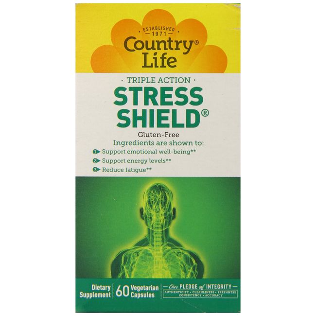 Country Life Stress Shield Vegetarain Capsules, 60 Count