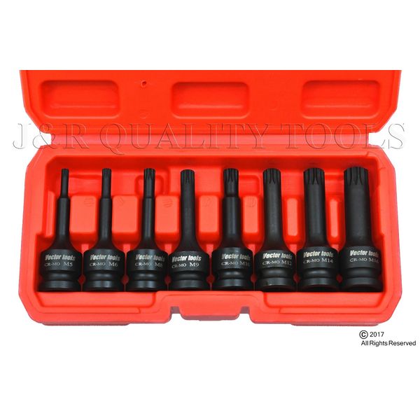 8 PC 1/2" DRIVE DR IMPACT XZN TRIPLE SQUARE SPLINE SOCKET SET