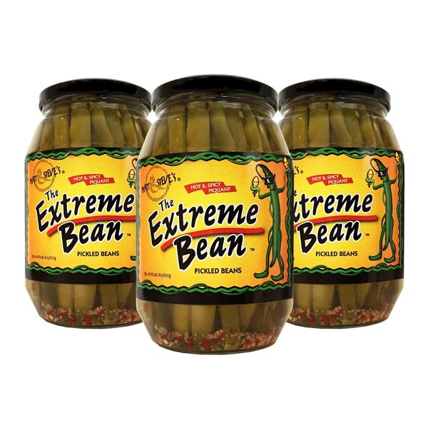 The Extreme Bean - Hot & Spicy, Pickled Green Beans. 33 oz (3 pack)