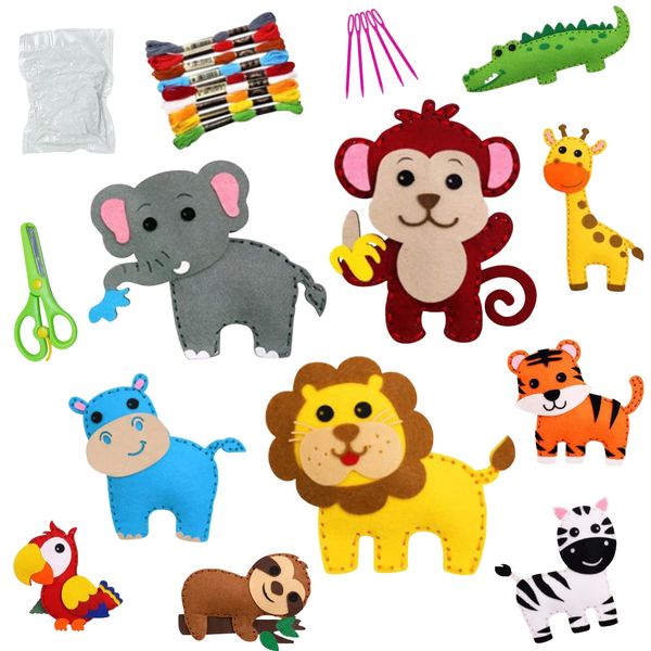 Sewing Kits for Children Felt Animal Sewing Craft Kit for Kids DIY Sewing Felt Animals Fun Crafts Educational Sewing Kit for Beginner Children Kids Boys and Girls