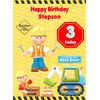 Kids 3rd Birthday Builder Cartoon Card for Stepson