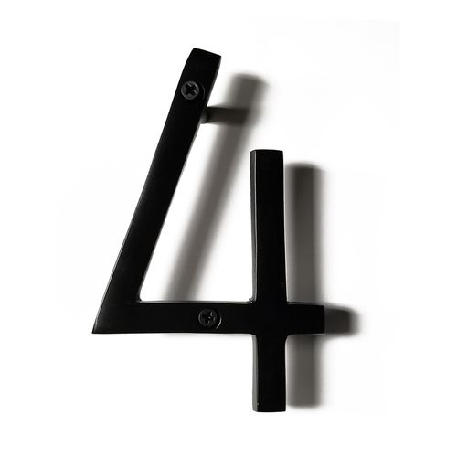 NACH Floating House Numbers, 5 inch Aluminum Black House Numbers for Outside - Number 4, Door Numbers with Mounting Hardware