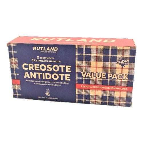 Rutland Creosote Antidote, Chimney Cleaning Fire Logs, 2-Pack Creosote Sweeping Firelogs, 2.45 lbs Each Treatment