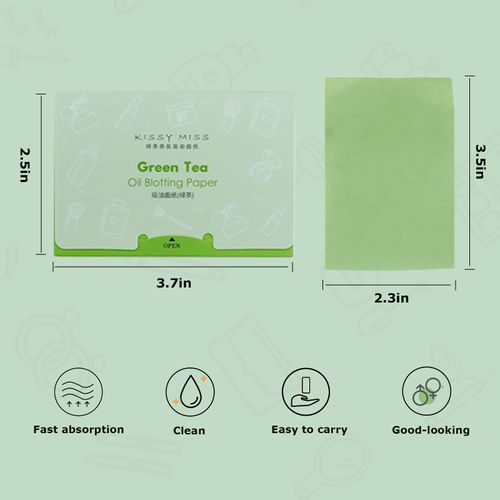 Andiker 200 Pieces Oil Blotting Paper, Green Tea Oil Blotting Sheets for Oily Skin, Natural Bamboo Charcoal, Unisex Oil Control Film for Men and Women, Skin Care (Green Tea + Gentle Bamboo)