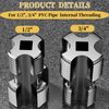 Internal and External PVC Pipe Threader Kit,Integrated Internal & External Pipe Threading Tool,Resuable Plastic Pipe Threader for Drill with 3 Dies, 1/2", 3/4", 1" (Internal+ External)