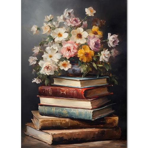 Gamteldot Book and Flower Stamped Cross Stitch Kits,11CT Cross Stitch Kits for Beginners,DIY Needlepoint Kits for Adults,Embroidery Patterns Art Crafts Kits for Home Decor and Gift