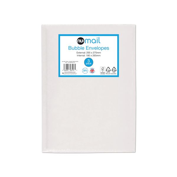 Nu: Mail Small Bubble Envelope 3pk