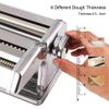 Pasta Maker Machine - Adjustable Crank Roller & Attachments - Manual Hand Press - Silver