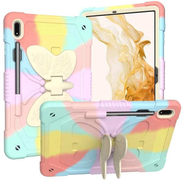 Butterfly Case Compatible With iPad Pro 9.7/2017/2018/Air2/6 MultiColour Pink Rainbow with Strap
