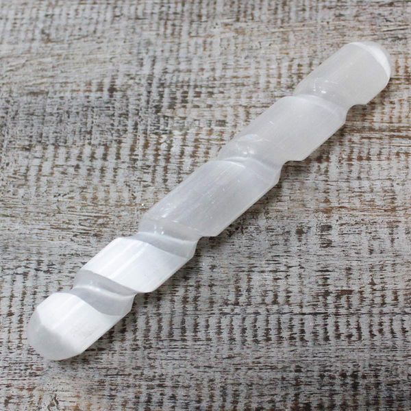 EliteKoopers 16cm Selenite Spiral Wand (Round Both Ends)