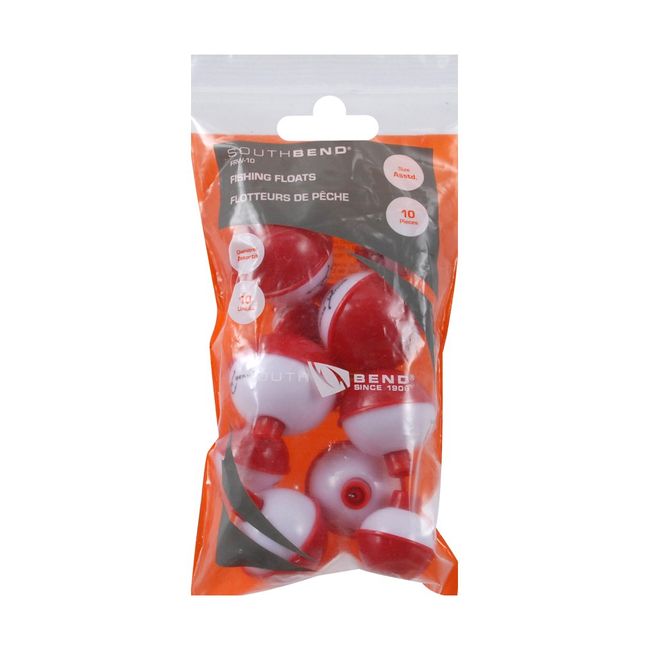 South Bend 10-Pack Push-Button Red & White Floats