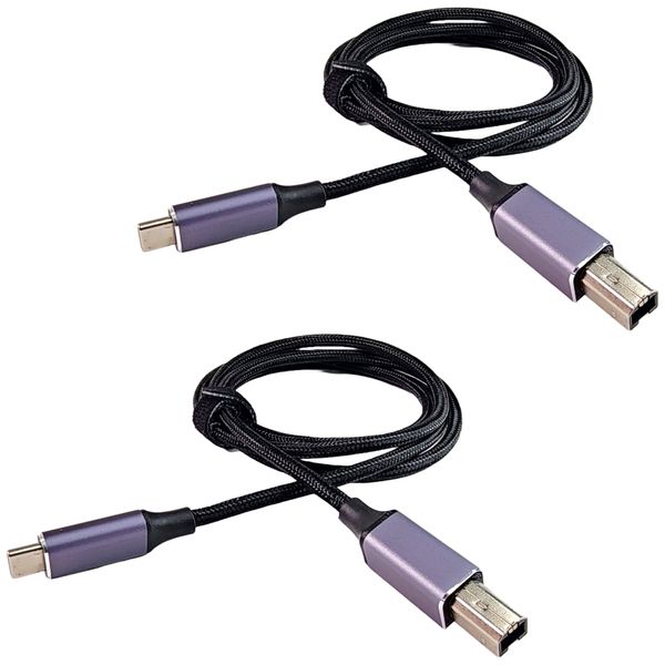 USB-C to USB-B Cable for Data Transfer, 3.28-Foot (1 Meter), 2 Pieces