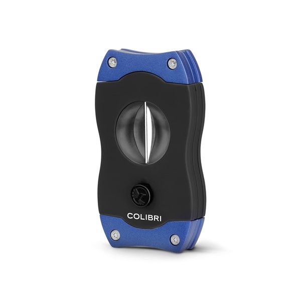 Colibri Premium V-Cut Cigar Cutter - Ergonomic Stainless Steel Spring-Loaded Blade, Ideal for up to 60+ Ring Gauge - Gift for Cigar Enthusiasts (Blue)