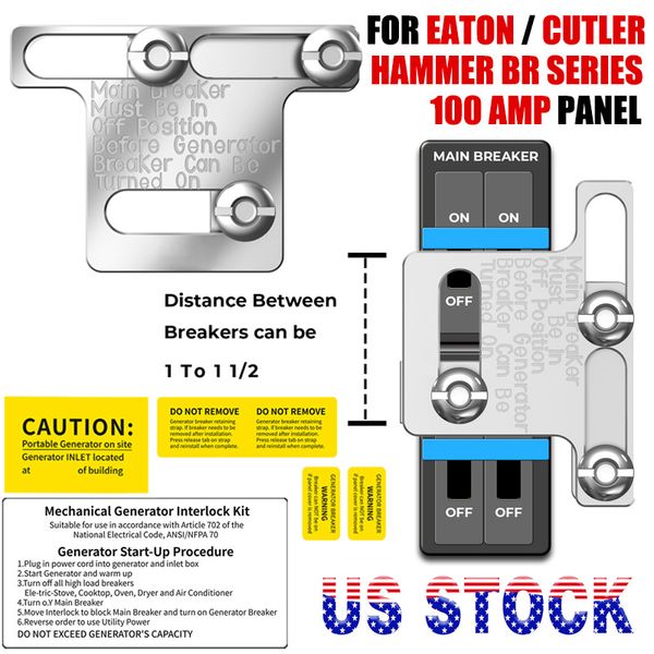New Generator Interlock Kit For Eaton / Cutler Hammer BR Series 100 Amp Panel US