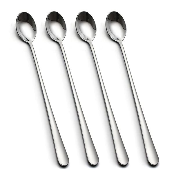 AOOSY Latte Spoons,Stainless Steel Coffee Spoons Tea Spoon Set of 4 Long Handle Spoons Ideal for Latte Coffee, Espresso, Hot Chocolate, Hot Drinks, Dessert & Ice Cream Sundae - 9inch