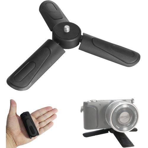2-Way Simple Mini Tripod Low Angle Tabletop Stand Folding Small Portable Tripod Hand Grip - Smartphone Digital Camera Camcorder Action Cam Type: MDF-LA-SMT (BLACK)