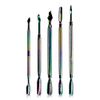KADS Cuticle Pusher Remover with Symphony Nipper Rainbow Stainless Steel Manicure Nail Art Tool Set