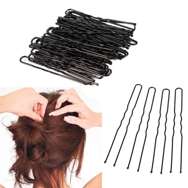 U-förmige Haarnadeln-Bobby Pins-50 Stück Metallblond Bobby Hair Styling Pins, Haarschmuck Friseursalon (schwarz),6cm