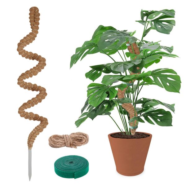 Moss Pole for Plants Monstera - 47 Inch Plant Stakes for Indoor, Moss Poles for Climbing Plants, Handmade Coco Coir Pole Plant Support for Creeper Plants Grow Upwards（Winding）