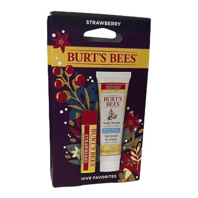 Burts Bees Hive Favorites Strawberry 2PC Gift Set  Lip Balm and body lotion