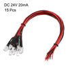 sourcing map 15Pcs 5mm Pre Wired LED, Red DC24V Clear Lens, Light Emitting Diodes