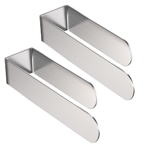 HUFEEOH 2 Pack Adhesive Hand Towel Holder, Sticky Towel Bar Towel Holder Wall Mounted, Stainless Steel Kitchen Towel Holder Hand Towel Rack for Bahtroom Hotel RV Kitchen (Silver)