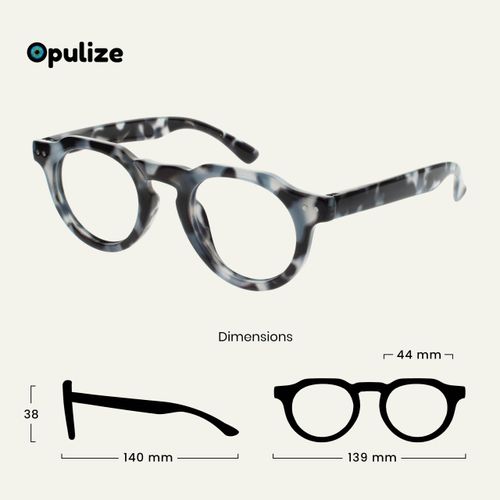 OPULIZE RIO Blue Light Blocking Reading Glasses - Flat Top Frame - Blue Tortoiseshell - Mens Womens - Spring Hinges - B53-3 - +2.00