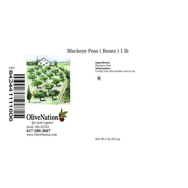 OliveNation Blackeyed Peas, Dried Beans, High Fiber Classic Southern Cuisine Legume, Gluten Free, Kosher, Vegan - 1 pound