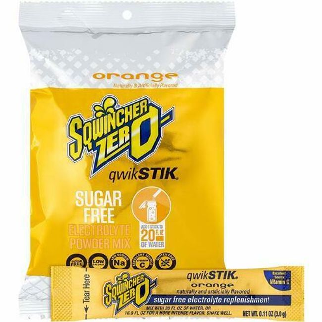 Sqwincher Zero Qwik Stik Sugar Free Electrolyte Hydration Drink Mix ORANGE 50/BG