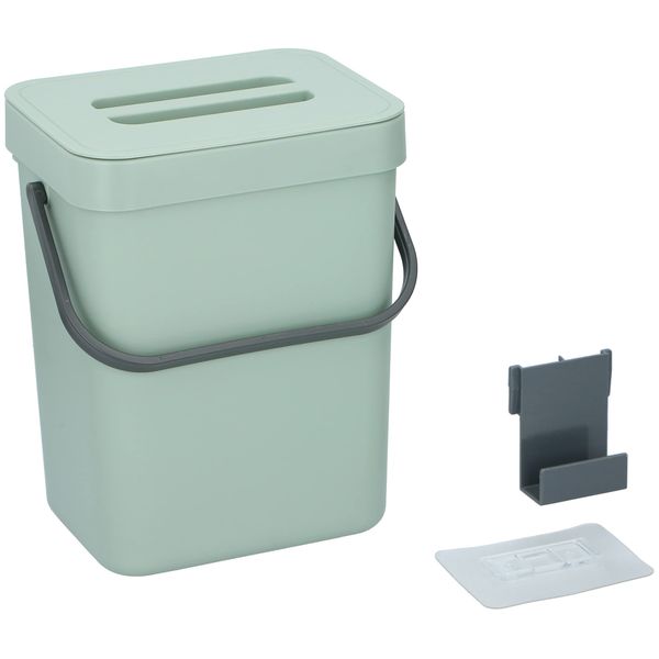 Muddy Hands Hanging or Wall Mounted Kitchen Bin Over Cabinet Cupboard Door Worktop Rubbish Waste Food Scraps Vegetable Peelings Dustbin (3 Litre, Green)