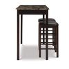 Linon Brown 3-Piece Table Faux Marble Tavern Set, 42" w x 22.25" d x 36" h