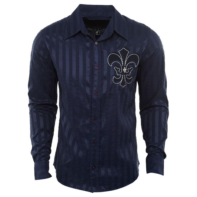MONDO Fancy Emroidered Button Up Shirt Mens Style : 8207