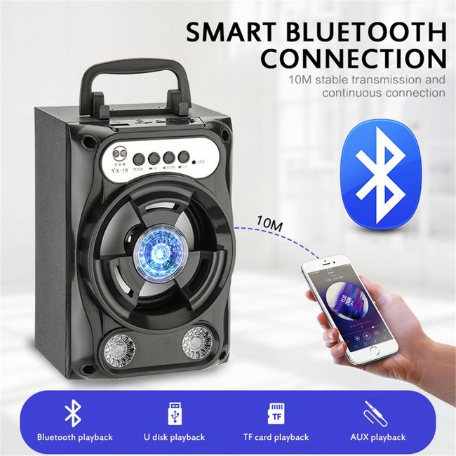 Handbag Wireless Blue tooth Speaker LED Outdoor Karaoke Speaker Support FM  Radio TF Card (Brown checks) : : Electronics & Photo