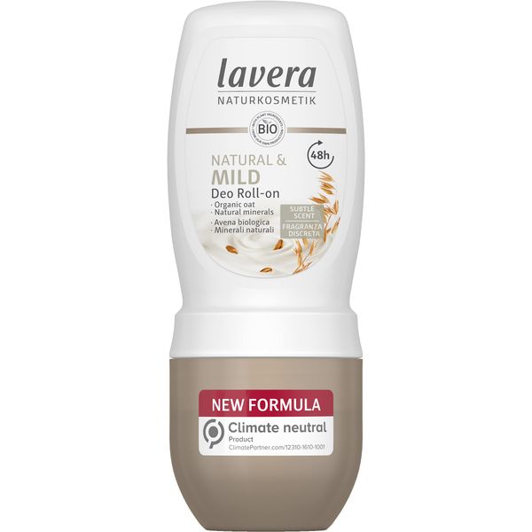 lavera Deo Roll-On NATURAL & MILD 48 h - vegan - natural cosmetics – organic oat & natural minerals - without aluminum - climate neutral – 48 h protection - dermatologically tested - 50 ml