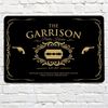 The Garrison, gold black pub A4 metal sign