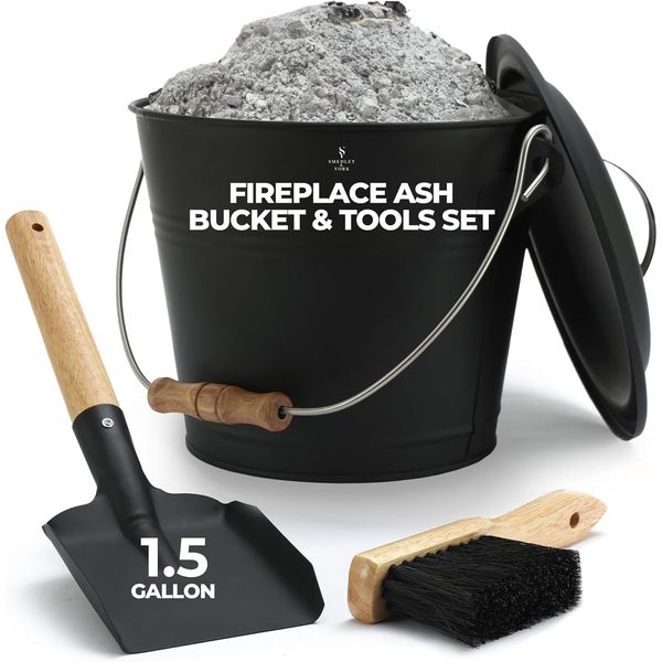 Mini Ash Bucket with Lid 1.5 Gallon Charcoal Metal Coal Bucket for Fireplace