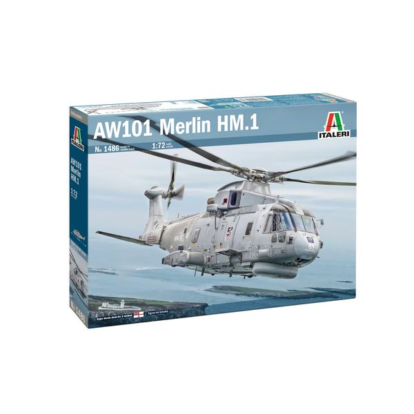 Italeri 1486 AW101 Merlin HM.1 1:72 Scale Plastic Model Kit/Model Assembly