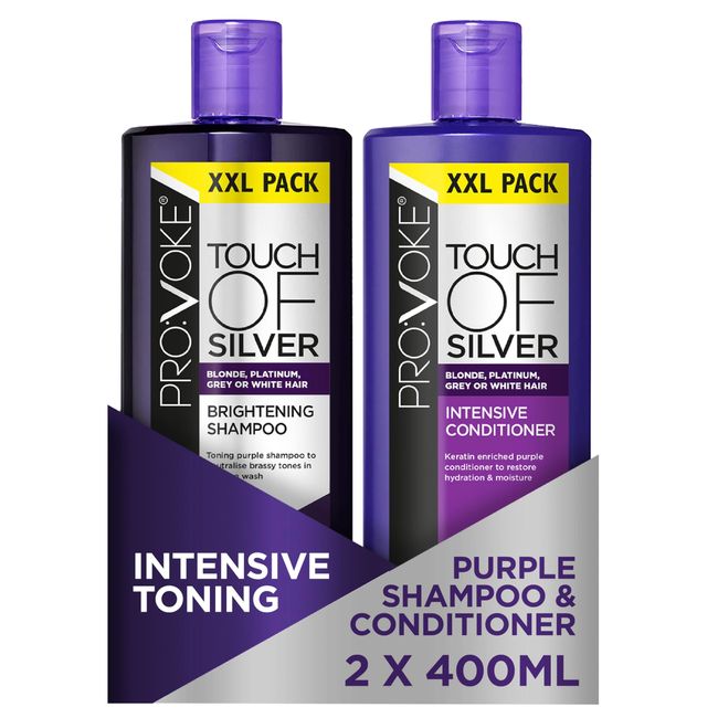 PROVOKE Touch Of Silver Brightening Purple Shampoo & Intensive Conditioner 400ml, Neutralises Yellow & Orange Tones, Formulated With Violet & Blue Pigments