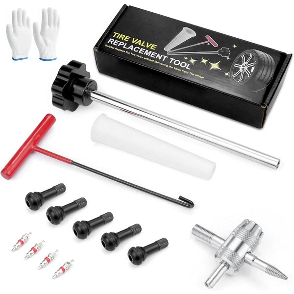 Tire Valve Stem Core Quickly Replacement Tool Kit for Cars, Trucks, Motorcycles