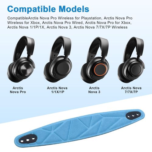 Arzweyk Replacement Nova Pro Headband Pad Compatible with SteelSeries Arctis Nova Pro/Nova 7 7X 7P/Nova 3/1 1P 1X Gaming Headset (Blue)